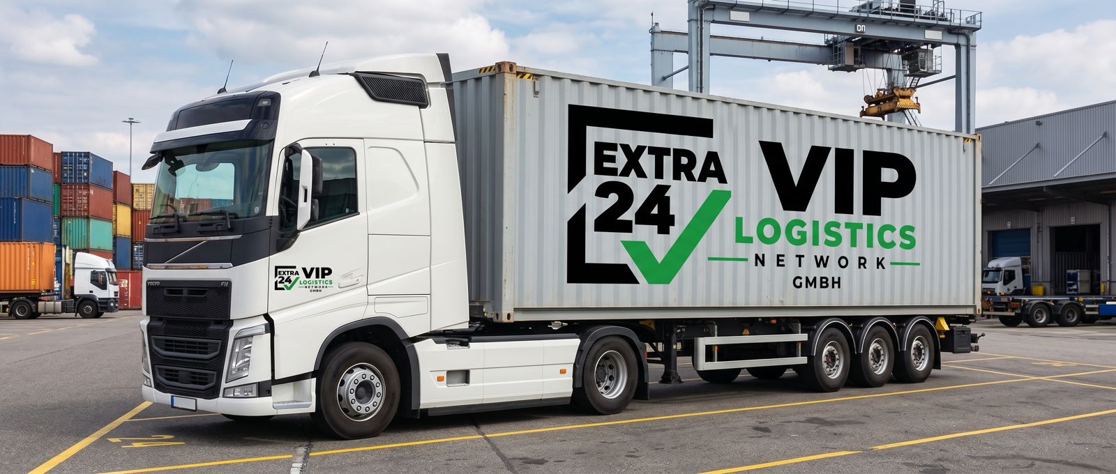 Branded vehicle operated by EXTRA24 VIP Logistics Network GmbH