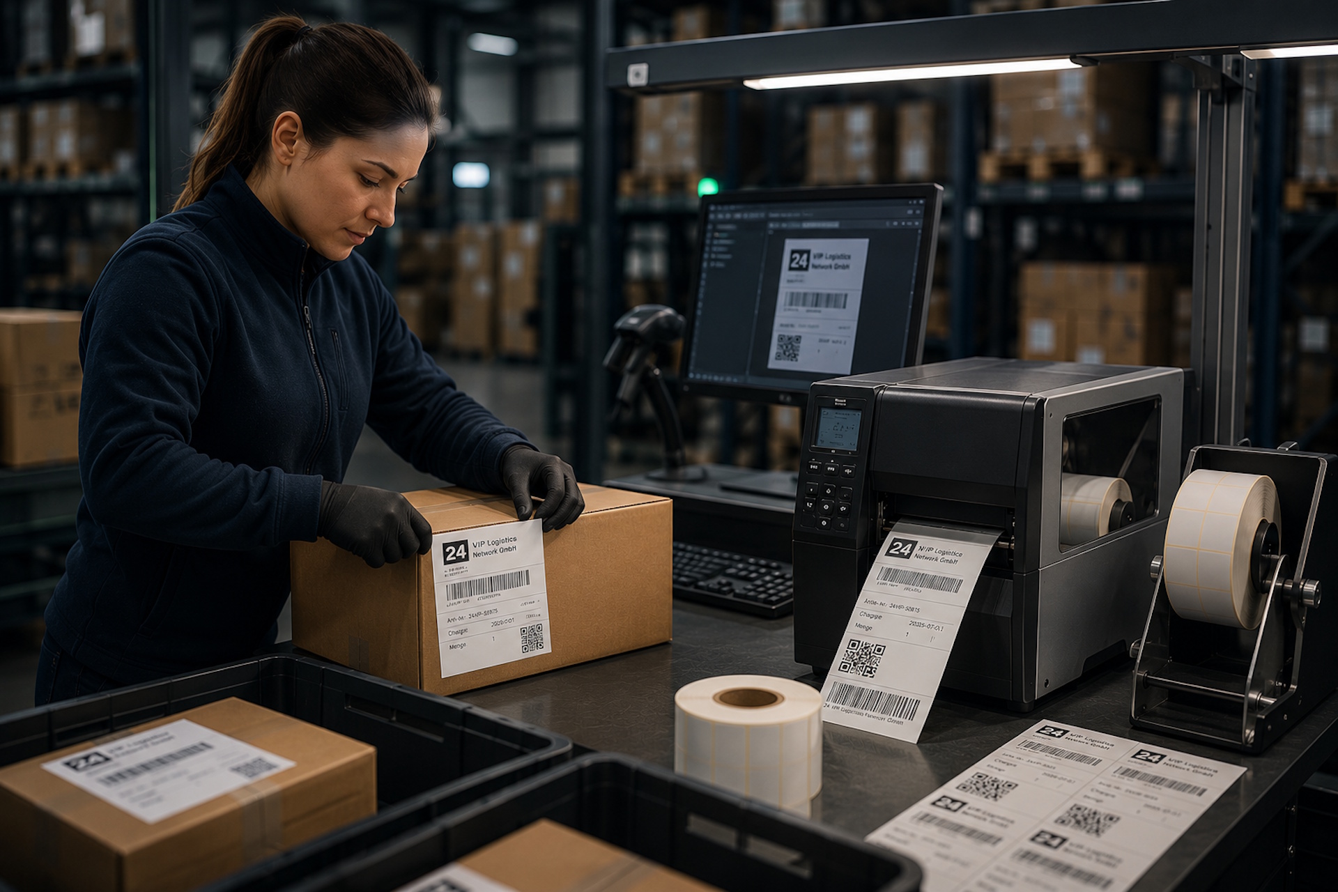 Professionelle Etikettierung bei der 24 VIP Logistics Network GmbH